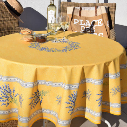 Nappe ronde coton enduit valensole jaune 1m80