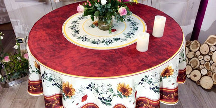 Nappe ronde provençale terracotta naturel 1m80 polyester Anti tache et infroissable