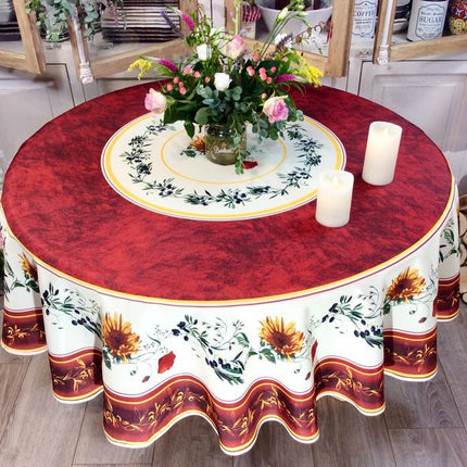 Nappe ronde provençale terracotta naturel 1m80 polyester Anti tache et infroissable