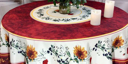 Nappe ronde provençale terracotta naturel 1m80 polyester Anti tache et infroissable