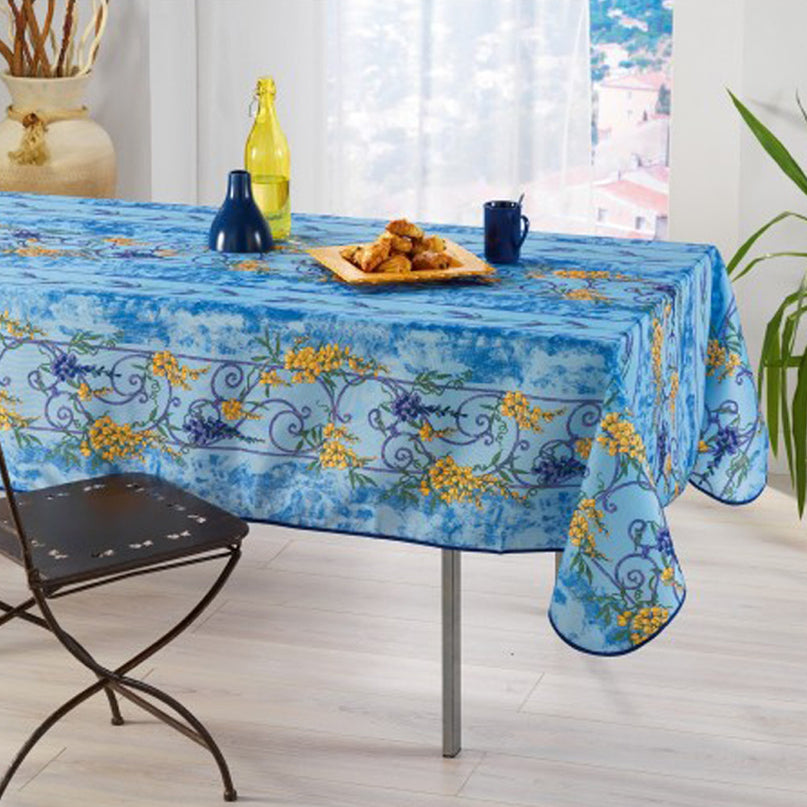 Nappe rectangle glycine et lavande Bleu polyester 3m x 1m50 anti tache et infroissable
