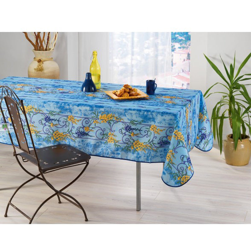Nappe rectangle glycine et lavande Bleu polyester 3m x 1m50 anti tache et infroissable