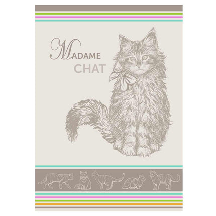 Torchon jacquard Madame Chat 50 cm X 70 cm Coton