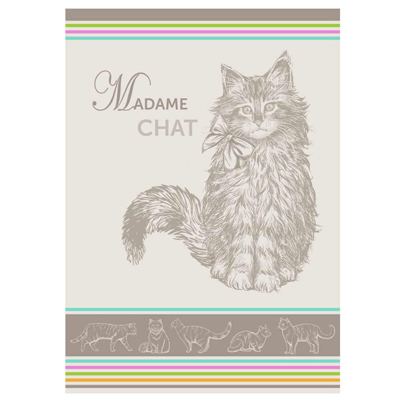 Torchon jacquard Madame Chat 50 cm X 70 cm Coton