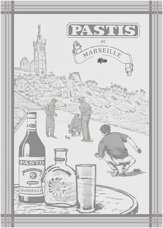 Torchon coton tissé jacquard Pastis Gris 50 cm X 70 cm