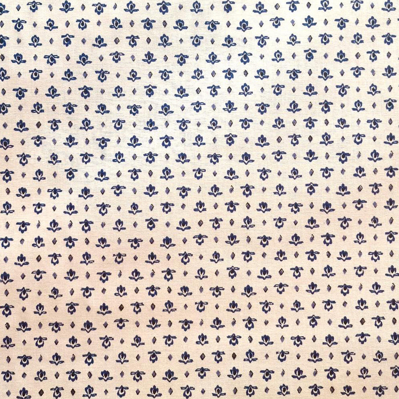 Tissu  au mètre coton  provençal blanc bleu all over