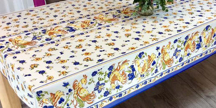 Nappe rectangle faïence de Moustier bleu 2m x 1m50 Anti tache et infroissable