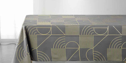 Nappe rectangle Lineor anthracite et or polyester Anti tache et Infroissable 240 cm X 150 cm