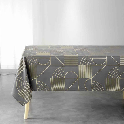 Nappe rectangle Lineor anthracite et or polyester Anti tache et Infroissable 240 cm X 150 cm