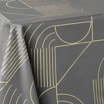 Nappe rectangle Lineor anthracite et or polyester Anti tache et Infroissable 240 cm X 150 cm