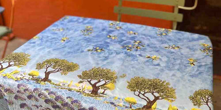 Nappe arbre olivier champs de lavande bleu rectangle 2mx1m50 polyester antitache sans repassage
