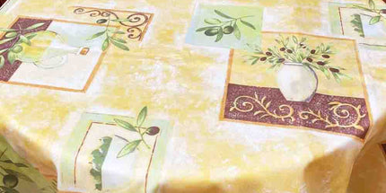 Nappe ronde provençale aromates jaune 1m80 polyester Antitache et infroissable