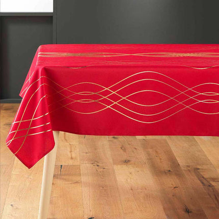 Nappe ronde Elona rouge et or Anti tache et Infroissable 180 cm