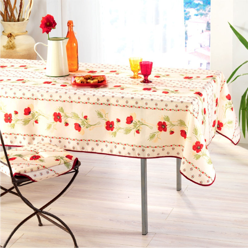 Nappe carrée polyester coquelicot 1m50 x 1m50  antitache et sans repassage