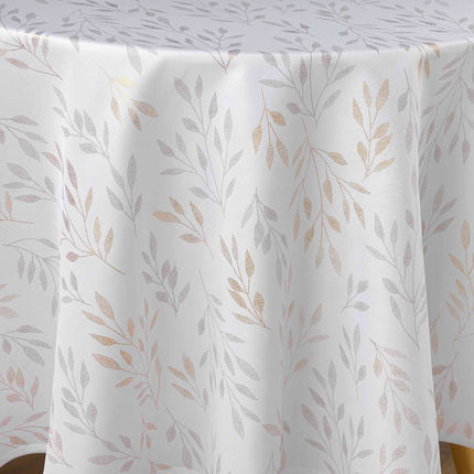 Nappe ronde polyester Lonigold blanc et or Anti tache et Infroissable 180 cm