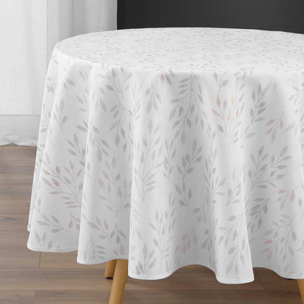 Nappe ronde polyester Lonigold blanc et or Anti tache et Infroissable 180 cm