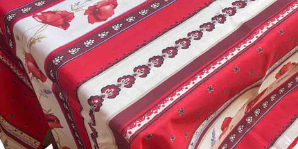 Nappe rectangle provençale castellane rouge 200 cm x 150 cm polyester Antitache et infroissable