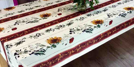 Nappe rectangle provençale terracotta beige 2mx1m50 polyester Antitache
