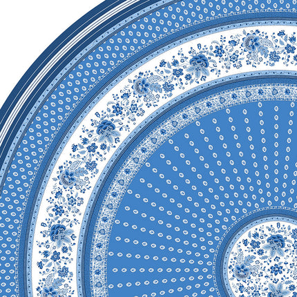 Nappe ronde provençale 1m80 coton enduit plastifiée Gordes bleue