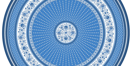 Nappe ronde provençale 1m80 coton enduit plastifiée Gordes bleue
