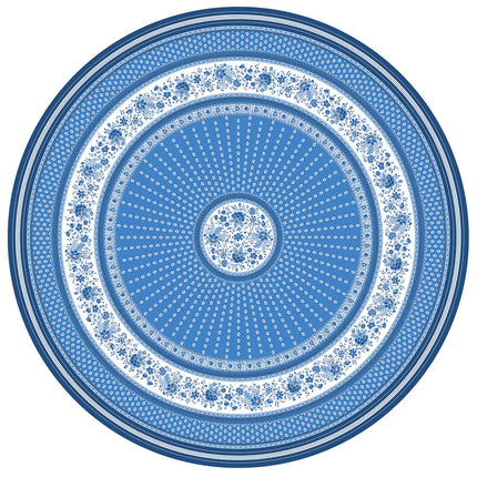 Nappe ronde provençale 1m80 coton enduit plastifiée Gordes bleue