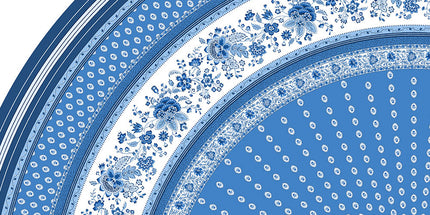 Nappe ronde provençale 1m80 coton enduit plastifiée Gordes bleue