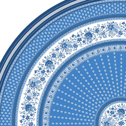Nappe ronde provençale 1m80 coton enduit plastifiée Gordes bleue