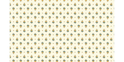 Tissu au mètre coton provençale Figuerolles écru vert all over