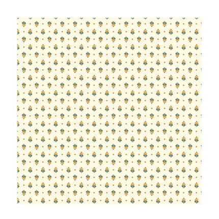 Tissu au mètre coton provençale Figuerolles écru vert all over
