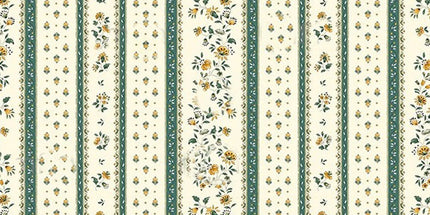 Tissu au mètre coton provençale Figuerolles écru vert rayure