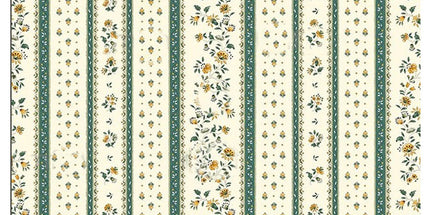 Tissu au mètre coton provençale Figuerolles écru vert rayure