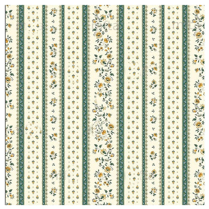 Tissu au mètre coton provençale Figuerolles écru vert rayure