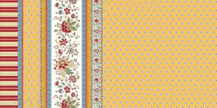 Nappe rectangle provençale Gordes double bordure jaune coton enduit plastifié 3m x 1m60