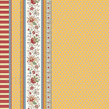 Nappe rectangle provençale Gordes double bordure jaune coton enduit plastifié 3m x 1m60