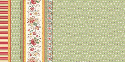 Nappe rectangle provençale Gordes double bordure vert coton enduit plastifié 2m50 x 1m60