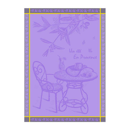 Torchon jacquard un été en Provence parme 50 cm X 70 cm Coton