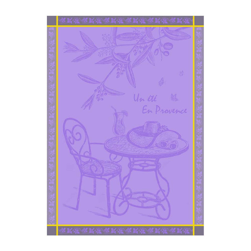 Torchon jacquard un été en Provence parme 50 cm X 70 cm Coton