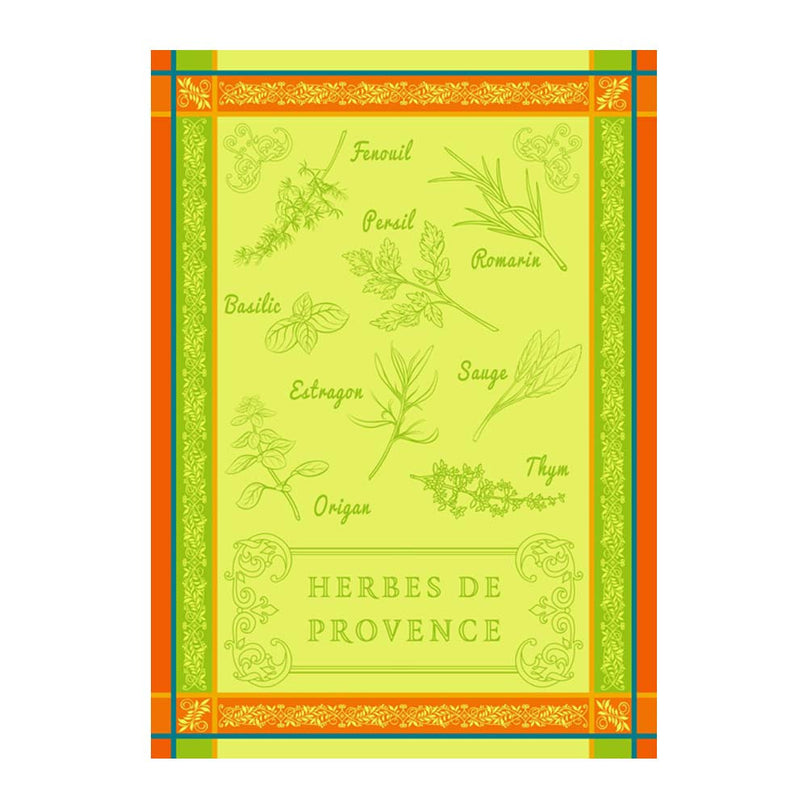 Torchon rectangle coton tissé jacquard herbier vert 50 cm X 70 cm