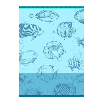 Torchon rectangle coton tissé jacquard LAGON BLEU 50 cm X 70 cm