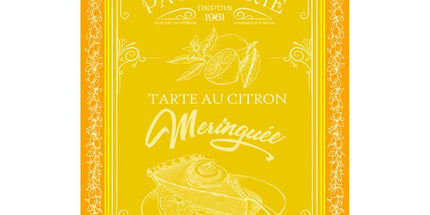 Torchon rectangle coton tissé jacquard TARTE AU CITRON 50 cm X 70 cm