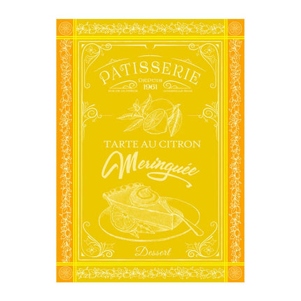 Torchon rectangle coton tissé jacquard TARTE AU CITRON 50 cm X 70 cm