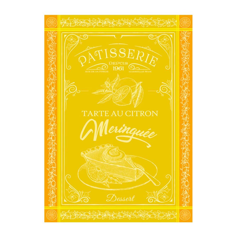 Torchon rectangle coton tissé jacquard TARTE AU CITRON 50 cm X 70 cm