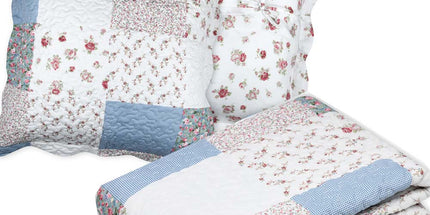 Couvre Lit Boutis AGNES 1m80 x 2m40 + 1 taie d'oreiller + 1 sac en tissu