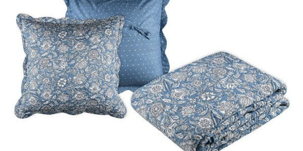 Couvre Lit Boutis Julianne bleu 1m80 x 2m40 avec une taie d'oreiller