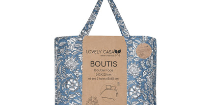 Couvre Lit Boutis Julianne bleu 1m80 x 2m40 avec une taie d'oreiller