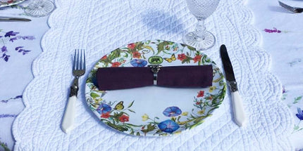 Chemin de table boutis blanc coton rosace 1m50 x 50 cm
