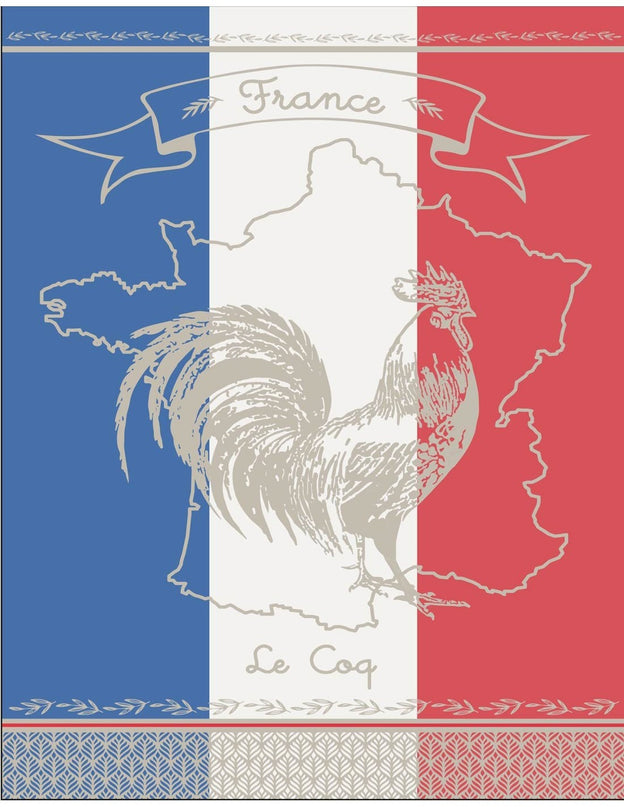 Torchon coton tissé jacquard VIVE LA FRANCE 50 cm X 70 cm