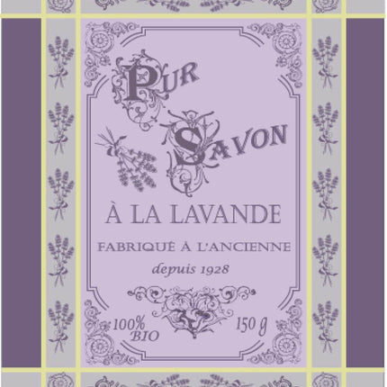 Torchon coton tissé  jacquard pur savon à la lavande parme