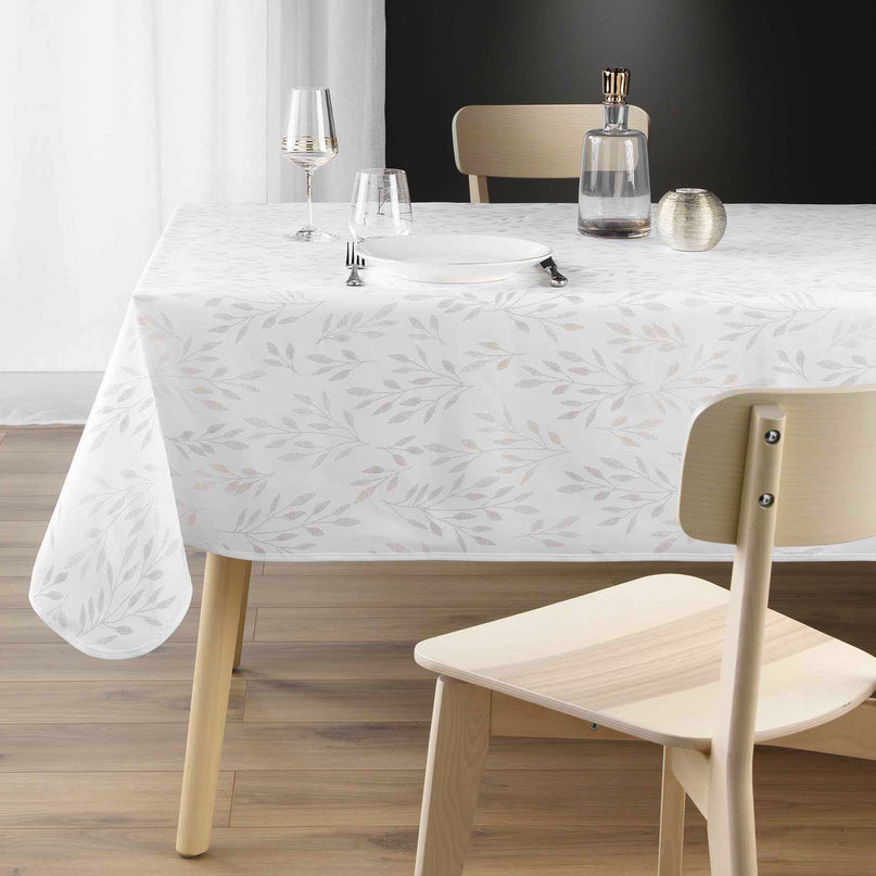 Nappe rectangle Lonigold blanc et or Anti tache et Infroissable 150 cm X 120 cm