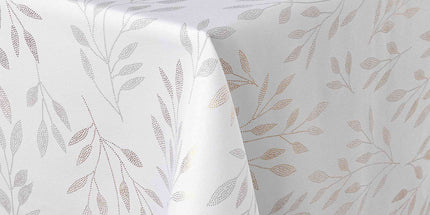 Nappe rectangle Lonigold blanc et or Anti tache et Infroissable 150 cm X 120 cm